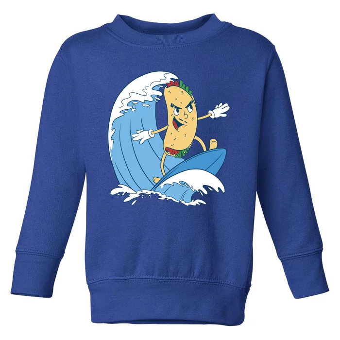 Taco Surfer Surfing Funny Toddler Sweatshirt