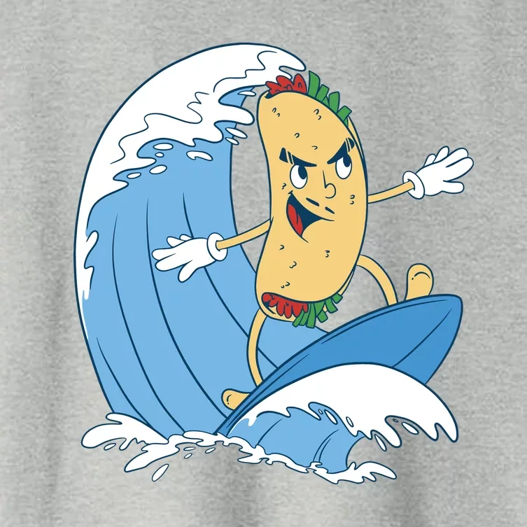 Taco Surfer Surfing Funny Women's Crop Top Tee