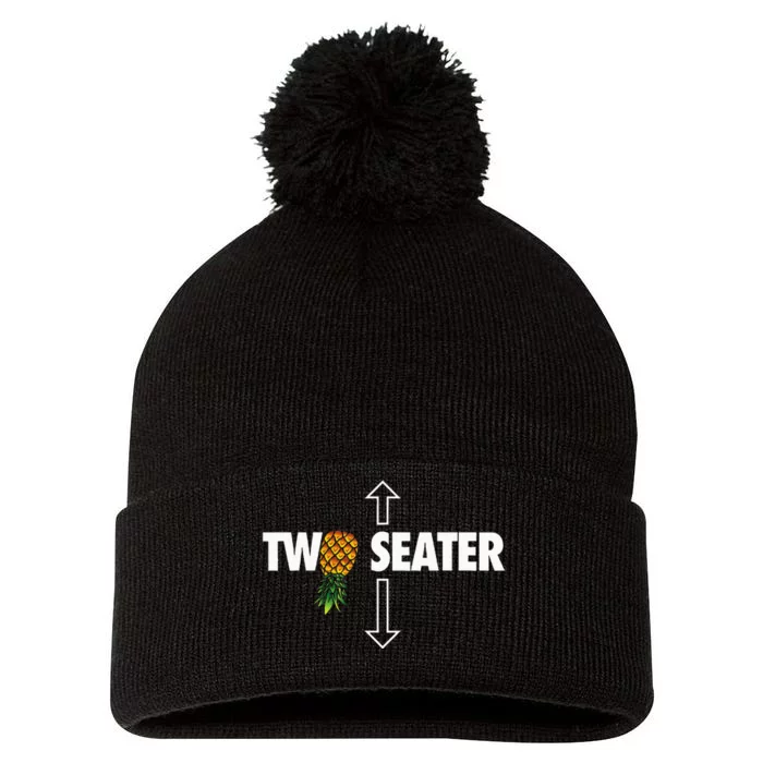 Two Seater Swinger Funny Upside Down Pineapple Swinger Pom Pom 12in Knit Beanie