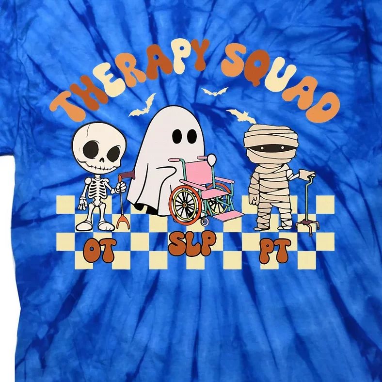 Therapy Squad SLP OT PT Groovy Halloween Speech Physical Tie-Dye T-Shirt