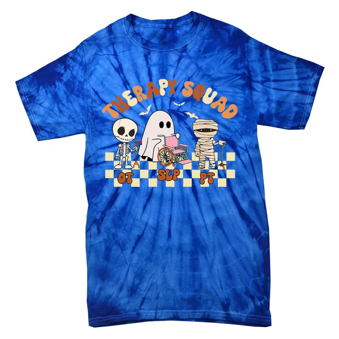 Therapy Squad SLP OT PT Groovy Halloween Speech Physical Tie-Dye T-Shirt