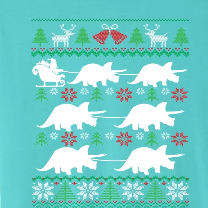 Triceratops Santa Sleigh Funny Dinosaur Lover Ugly Christmas Meaningful Gift ChromaSoft Performance T-Shirt