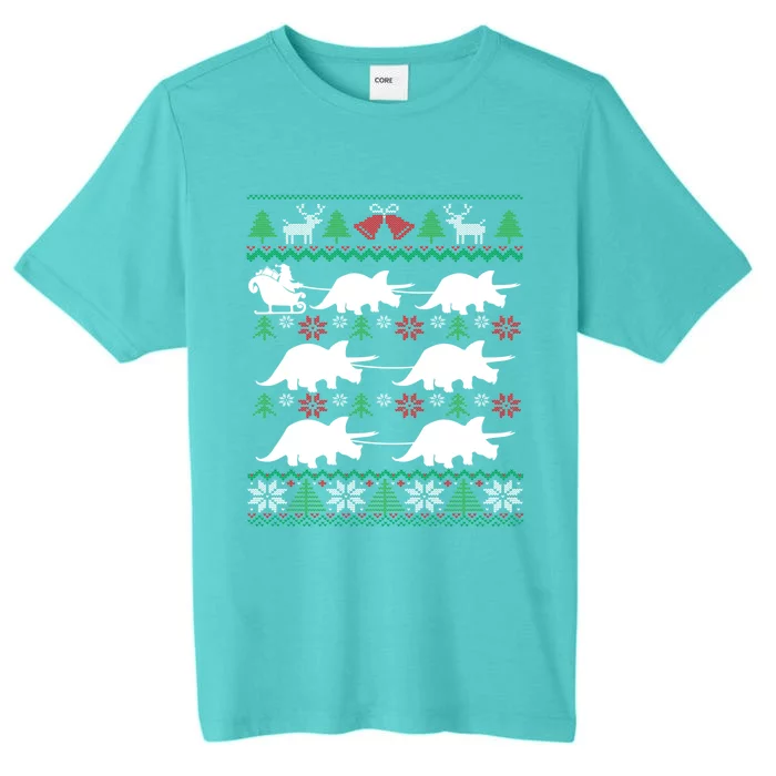 Triceratops Santa Sleigh Funny Dinosaur Lover Ugly Christmas Meaningful Gift ChromaSoft Performance T-Shirt