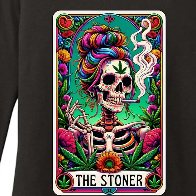 The Stoner Skeleton Tarot Card Funny 420 Cannabis Womens CVC Long Sleeve Shirt