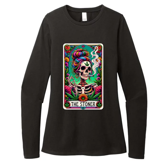 The Stoner Skeleton Tarot Card Funny 420 Cannabis Womens CVC Long Sleeve Shirt