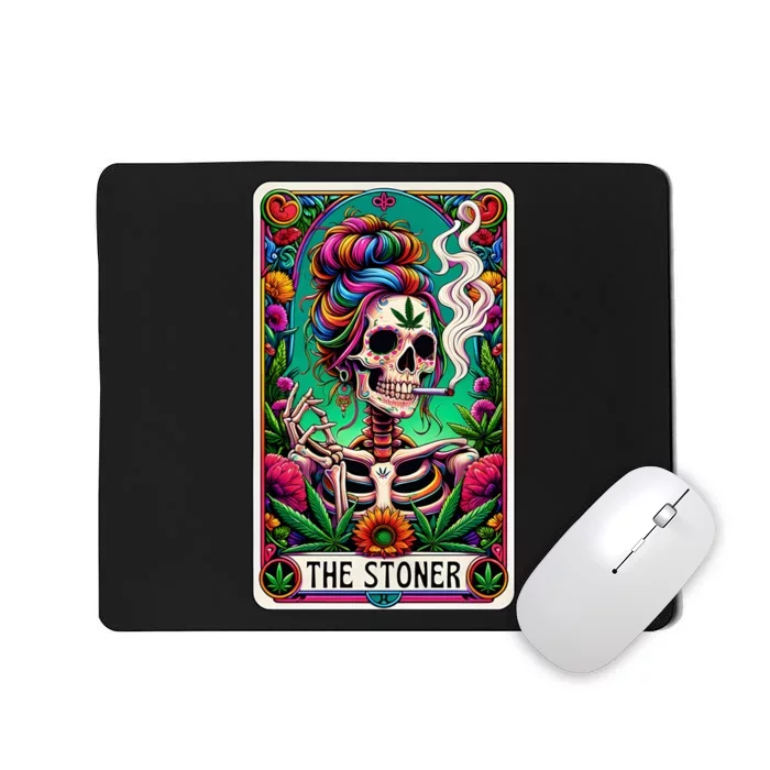 The Stoner Skeleton Tarot Card Funny 420 Cannabis Mousepad