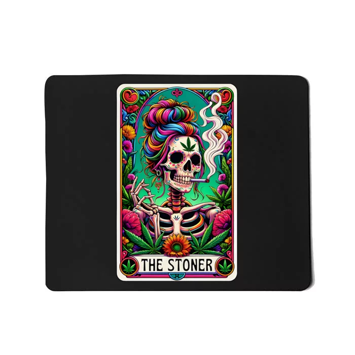 The Stoner Skeleton Tarot Card Funny 420 Cannabis Mousepad