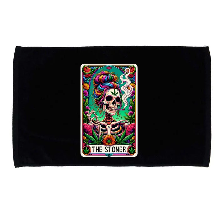 The Stoner Skeleton Tarot Card Funny 420 Cannabis Microfiber Hand Towel