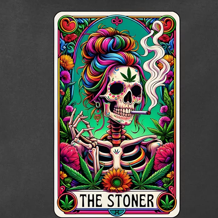 The Stoner Skeleton Tarot Card Funny 420 Cannabis Zip Tote Bag