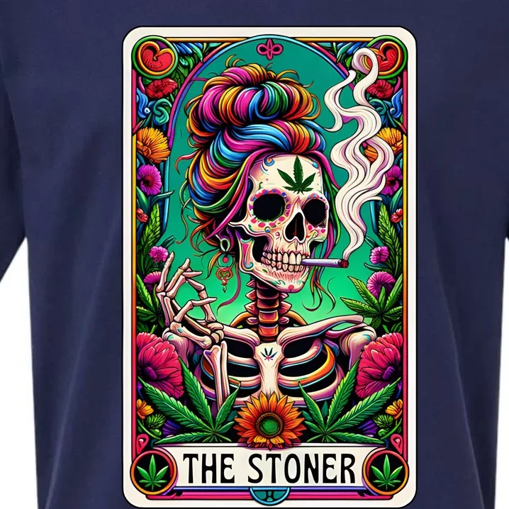 The Stoner Skeleton Tarot Card Funny 420 Cannabis Sueded Cloud Jersey T-Shirt