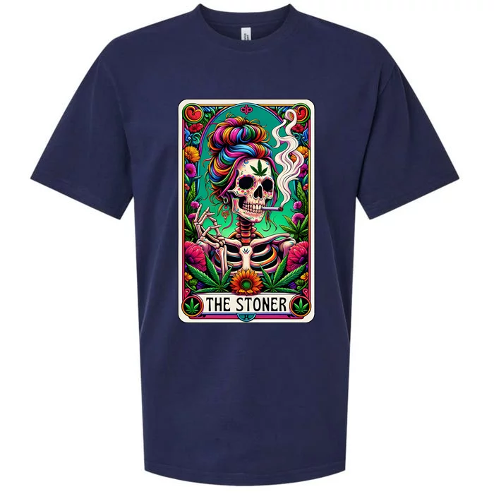 The Stoner Skeleton Tarot Card Funny 420 Cannabis Sueded Cloud Jersey T-Shirt