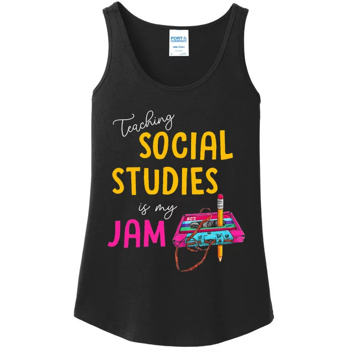 Teaching Social Studies Is My Jam Back To School Teacher Ladies Essential Tank