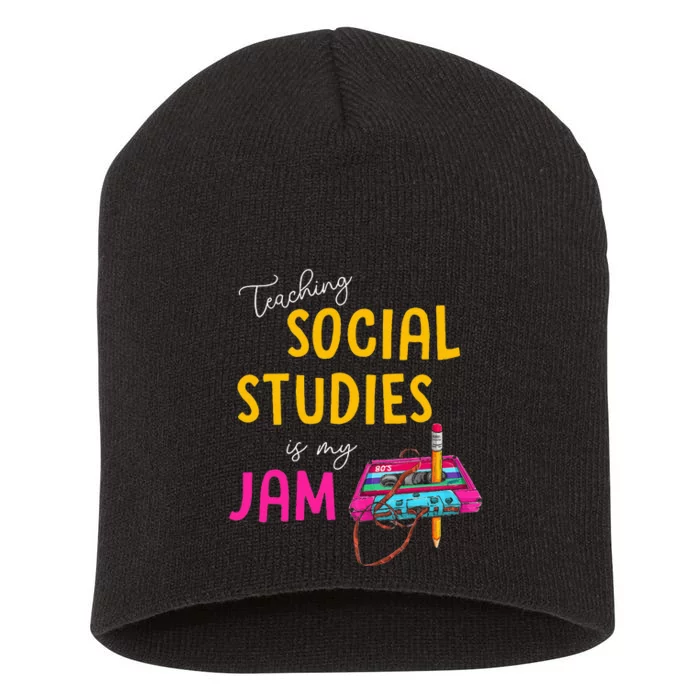 Teaching Social Studies Is My Jam Back To School Teacher Short Acrylic Beanie