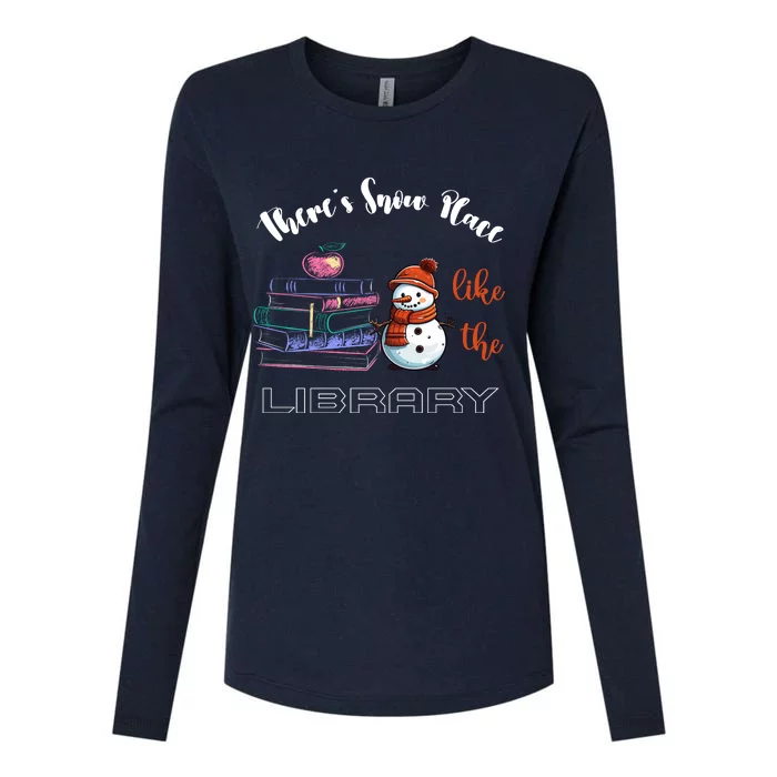 There S Snow Place Like The Library Christmas Womens Cotton Relaxed Long Sleeve T-Shirt