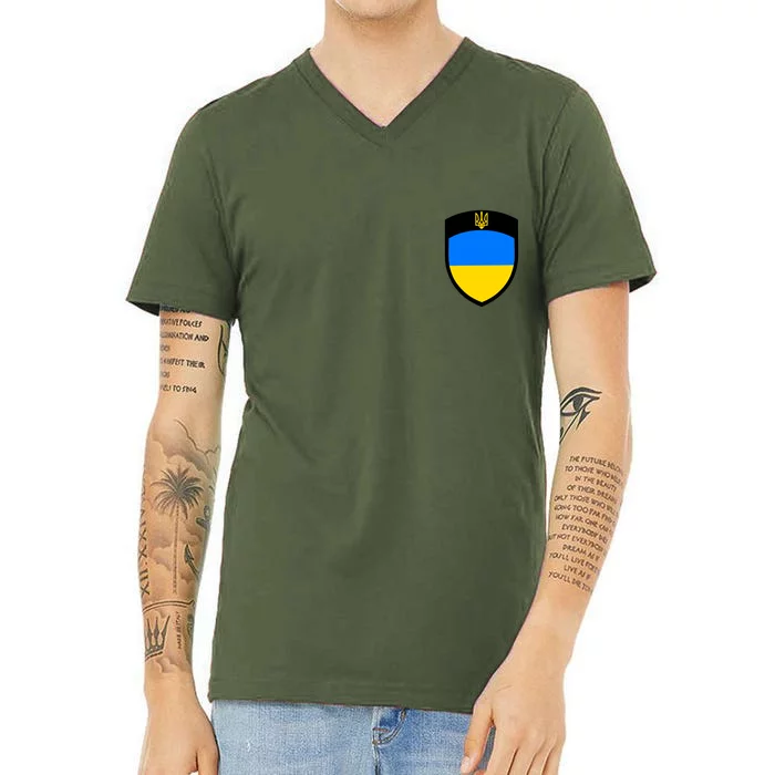 Tactical Shield Support 5 11 Ukraine Volodymyr Zelenskyy Trident Military V-Neck T-Shirt