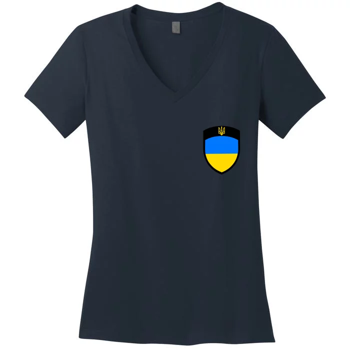 Tactical Shield Support 5 11 Ukraine Volodymyr Zelenskyy Trident Military Women's V-Neck T-Shirt