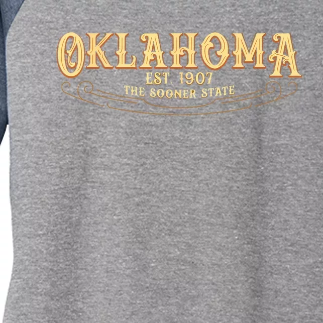 The Sooner State Oklahoma Women's Tri-Blend 3/4-Sleeve Raglan Shirt