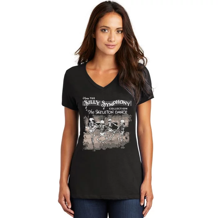 The Silly Symphony Skeleton Dance Halloween Women's V-Neck T-Shirt