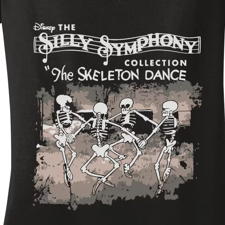 The Silly Symphony Skeleton Dance Halloween Women's V-Neck T-Shirt