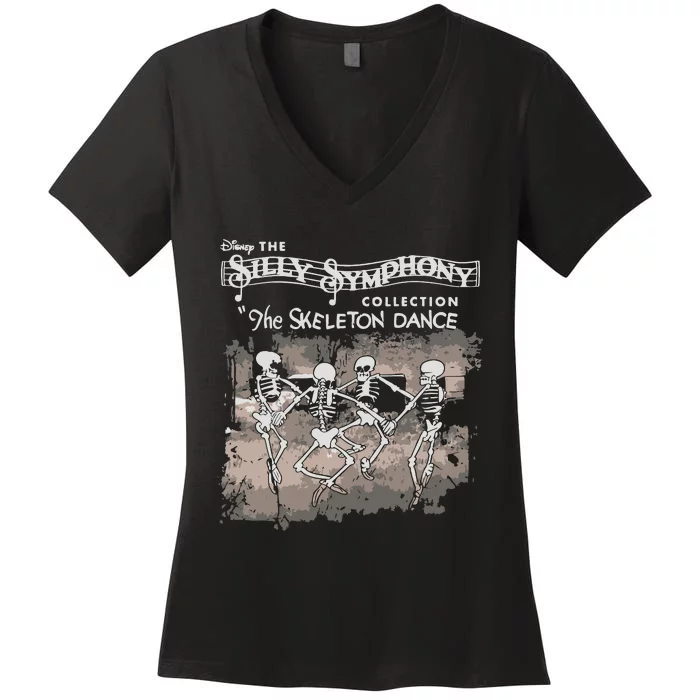 The Silly Symphony Skeleton Dance Halloween Women's V-Neck T-Shirt