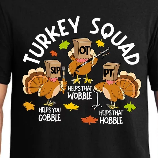 Turkey Squad Slp Ot Pt Therapy Team Fall Thanksgiving Pajama Set