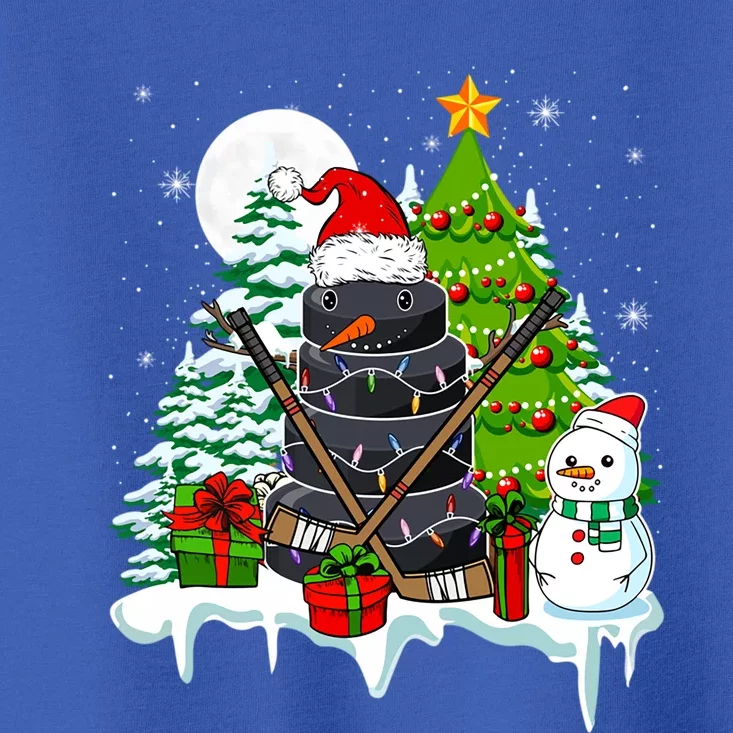 Two Santa Snow Ice Hockey Christmas Tree Player Lover Gift Toddler T-Shirt