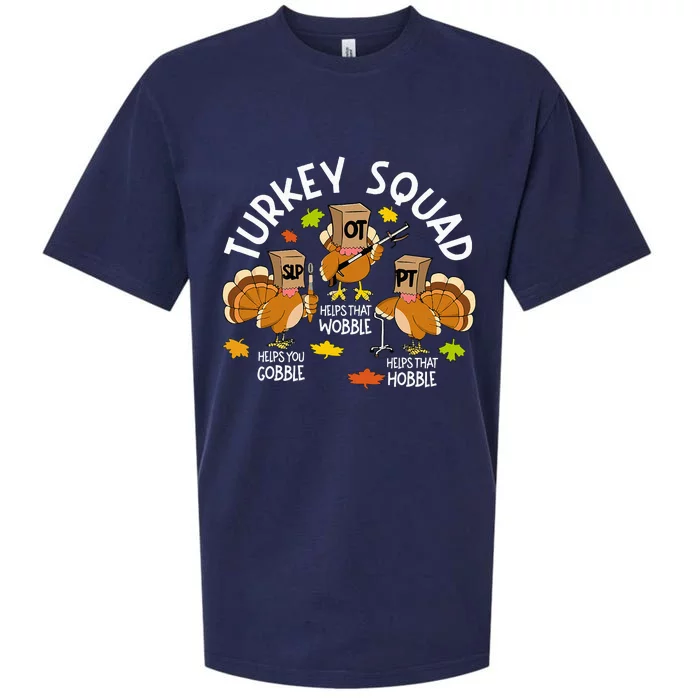 Turkey Squad Slp Ot Pt Therapy Team Fall Thanksgiving Sueded Cloud Jersey T-Shirt