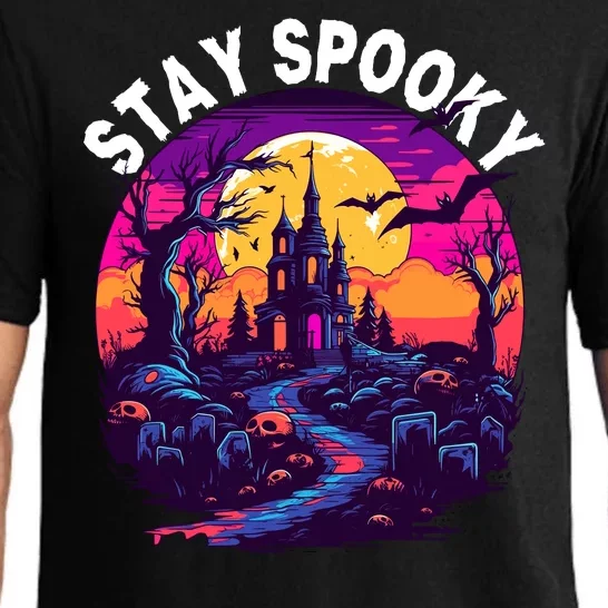 Title: Stay Spooky Graveyard Spooky Haunted House Funny Halloween Pajama Set