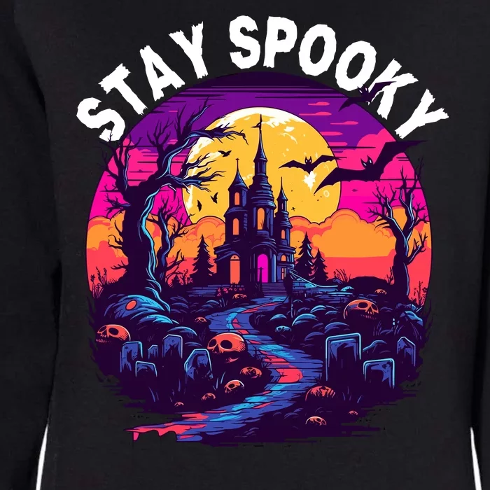 Title: Stay Spooky Graveyard Spooky Haunted House Funny Halloween Womens California Wash Sweatshirt