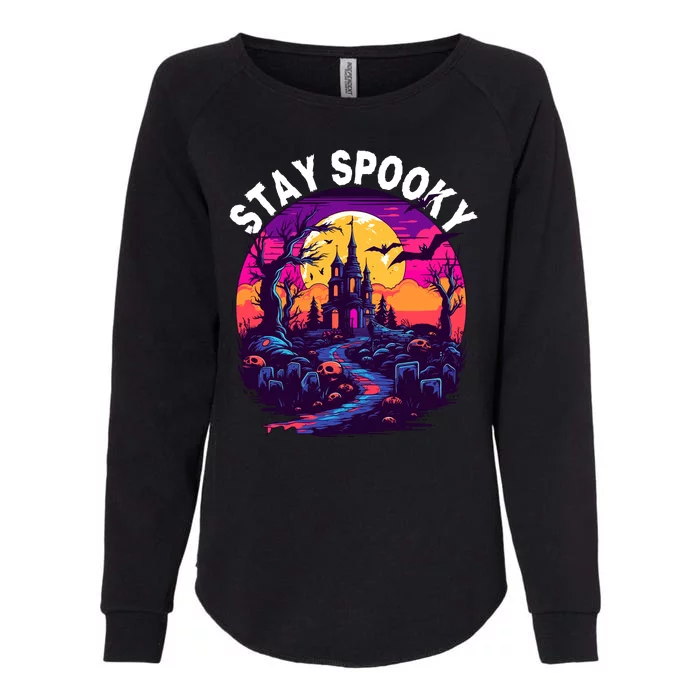 Title: Stay Spooky Graveyard Spooky Haunted House Funny Halloween Womens California Wash Sweatshirt