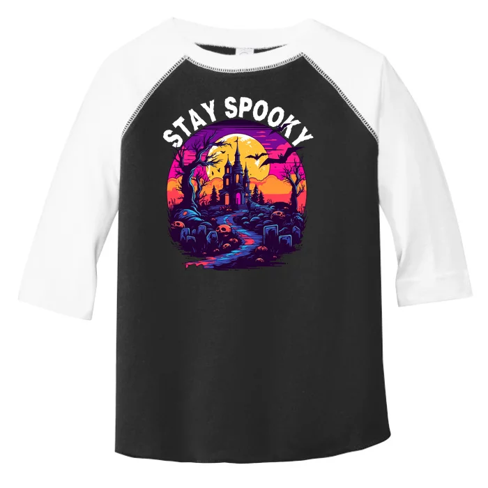 Title: Stay Spooky Graveyard Spooky Haunted House Funny Halloween Toddler Fine Jersey T-Shirt