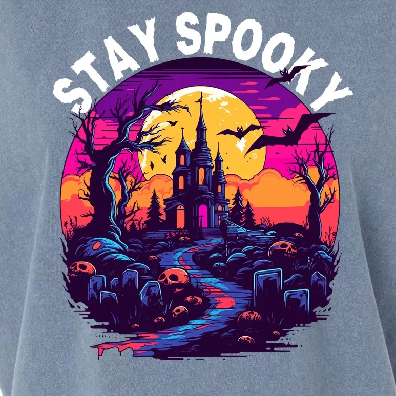 Title: Stay Spooky Graveyard Spooky Haunted House Funny Halloween Garment-Dyed Women's Muscle Tee