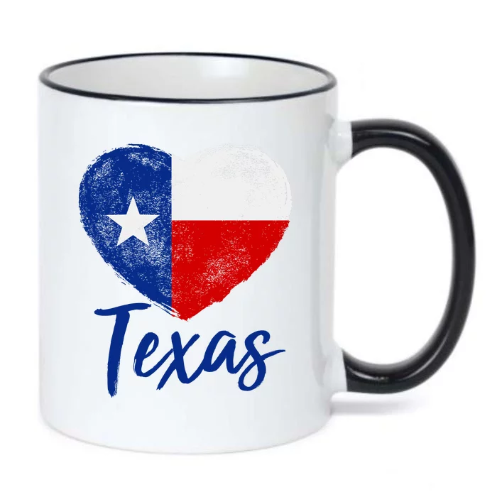 Texas Strong State Flag Heart Black Color Changing Mug