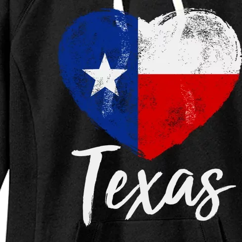 Texas Strong State Flag Heart Women's Fleece Hoodie