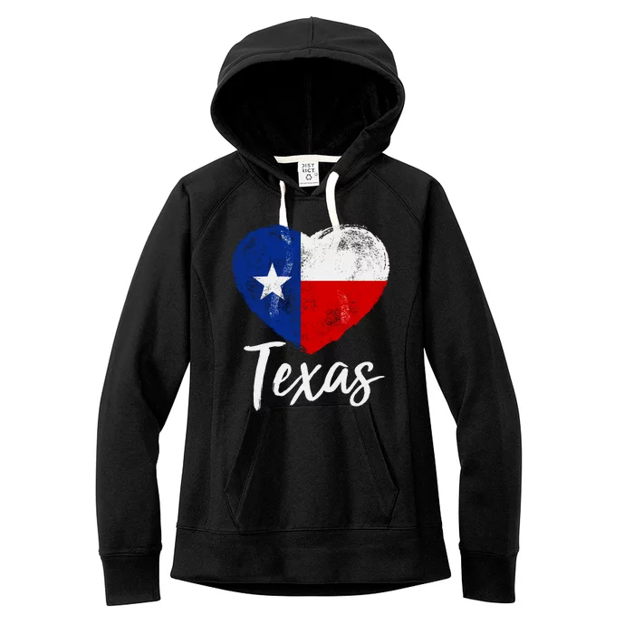 Texas Strong State Flag Heart Women's Fleece Hoodie