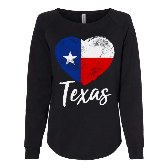 Texas Strong State Flag Heart Womens California Wash Sweatshirt