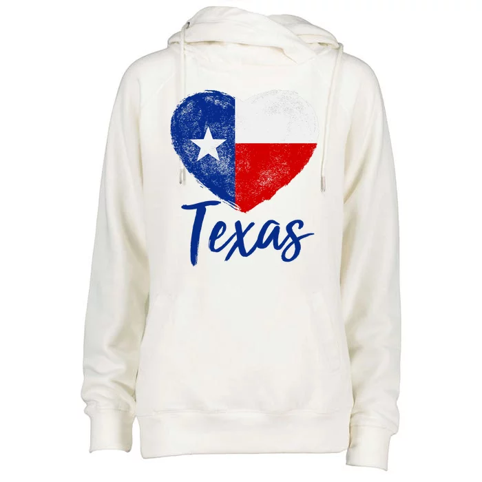 Texas Strong State Flag Heart Womens Funnel Neck Pullover Hood