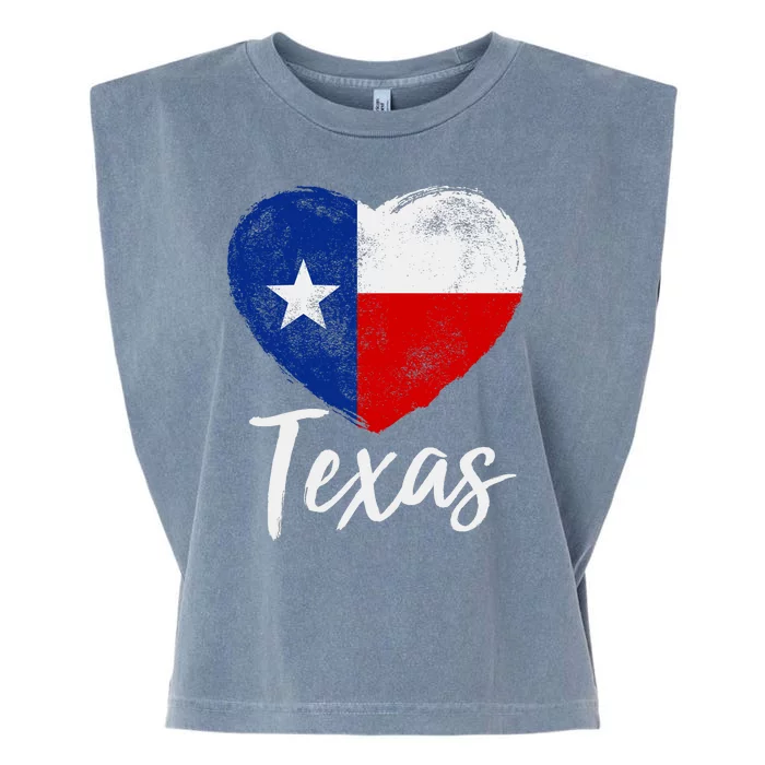 Texas Strong State Flag Heart Garment-Dyed Women's Muscle Tee