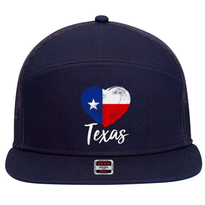 Texas Strong State Flag Heart 7 Panel Mesh Trucker Snapback Hat