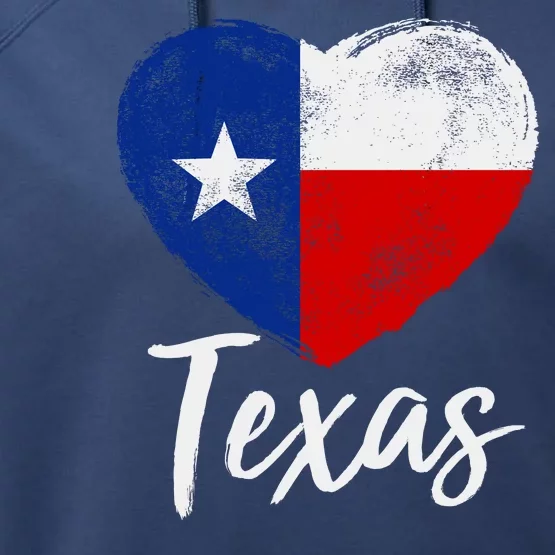 Texas Strong State Flag Heart Performance Fleece Hoodie