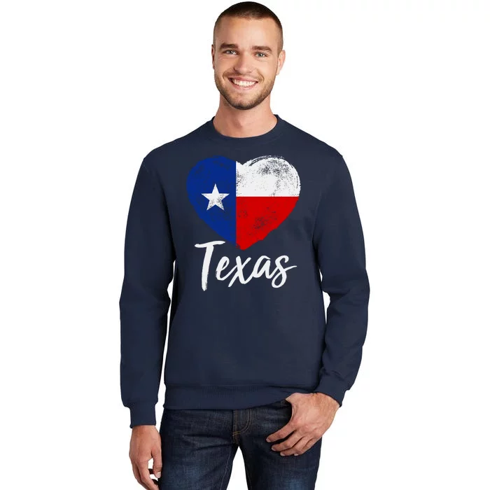 Texas Strong State Flag Heart Tall Sweatshirt