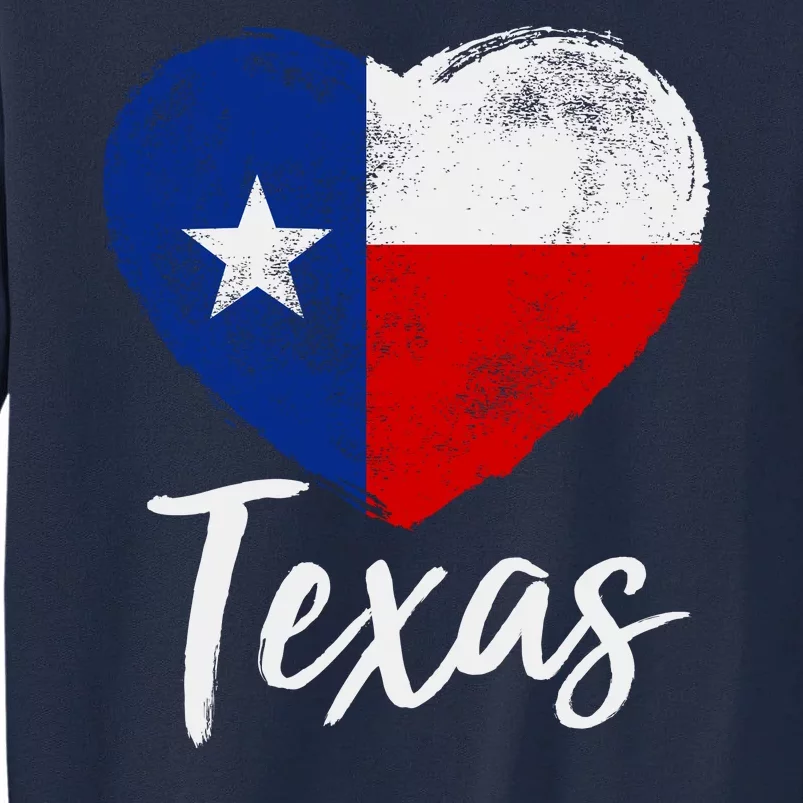 Texas Strong State Flag Heart Tall Sweatshirt