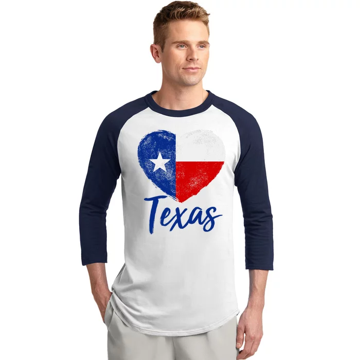 Texas Strong State Flag Heart Baseball Sleeve Shirt