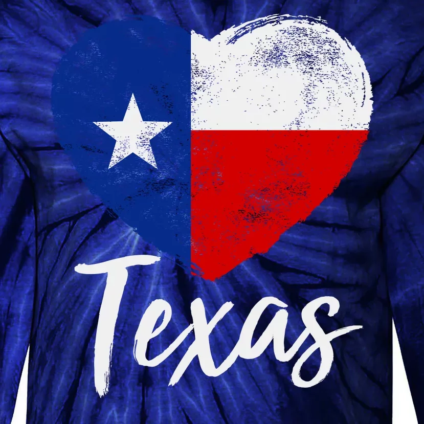 Texas Strong State Flag Heart Tie-Dye Long Sleeve Shirt