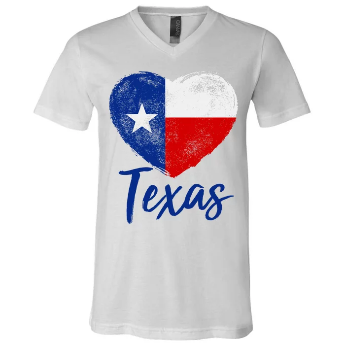 Texas Strong State Flag Heart V-Neck T-Shirt