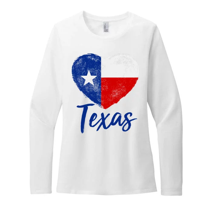 Texas Strong State Flag Heart Womens CVC Long Sleeve Shirt