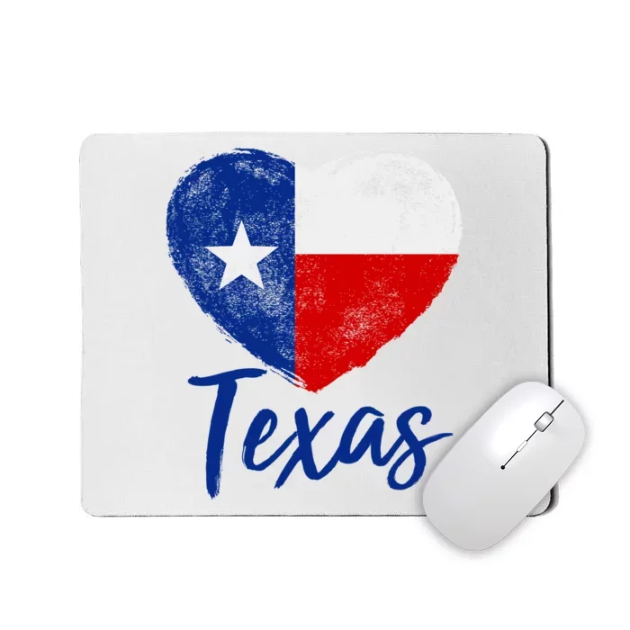 Texas Strong State Flag Heart Mousepad