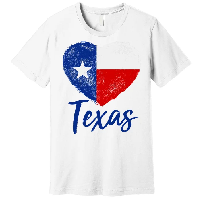 Texas Strong State Flag Heart Premium T-Shirt