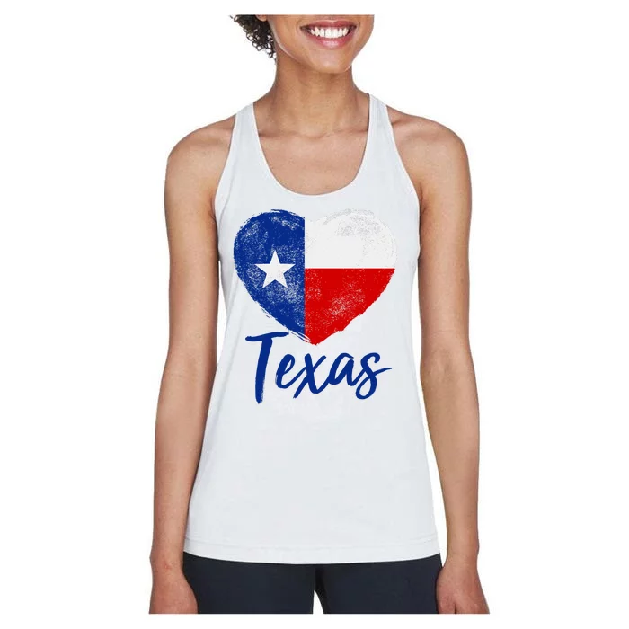 Texas Strong State Flag Heart Women's Racerback Tank