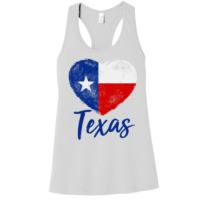 Texas Strong State Flag Heart Women's Racerback Tank